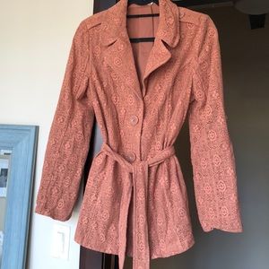 Lacey Pink Self Tie Jacket
